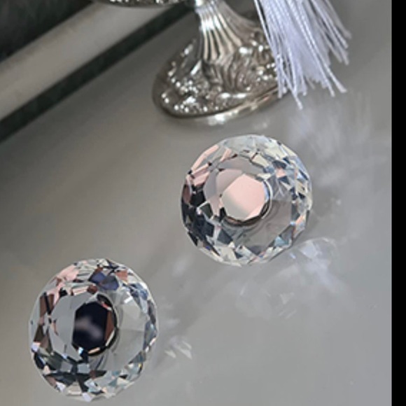 NEW 4 DIAMOND Crystal-Glass Drawer Cabinet Knobs Pulls Hardware Bundle Lot Set - Picture 5 of 12